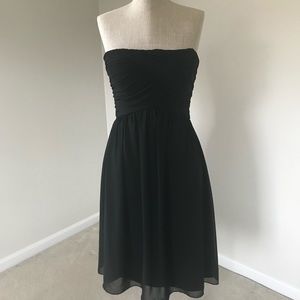 Black strapless chiffon dress